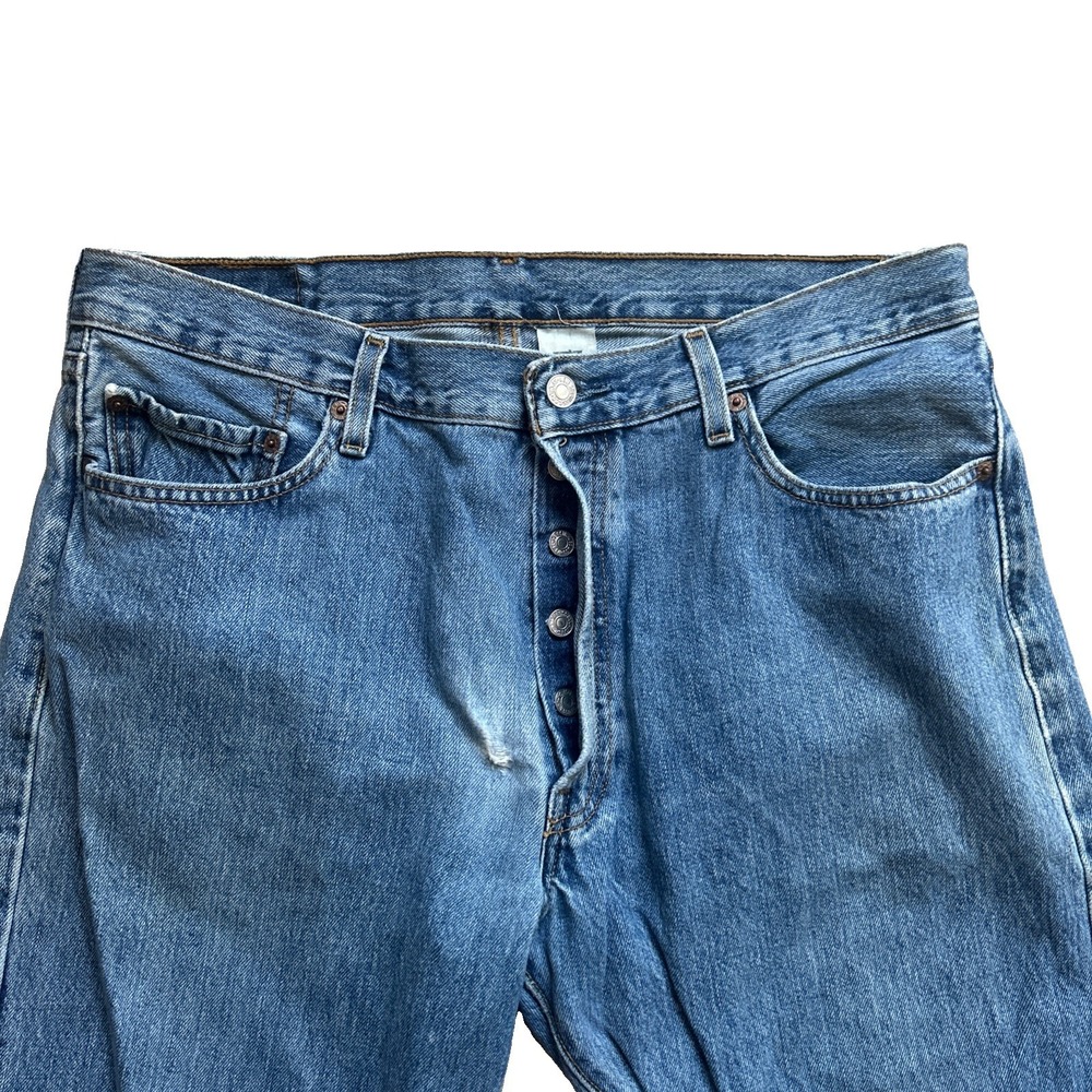 Vintage 90s Levis 501 Blue Button fly Denim Jeans 36x34 - Picture 3 of 5